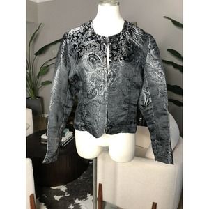 Chicos Metallic Beaded Paisley Long Sleeve Jacket